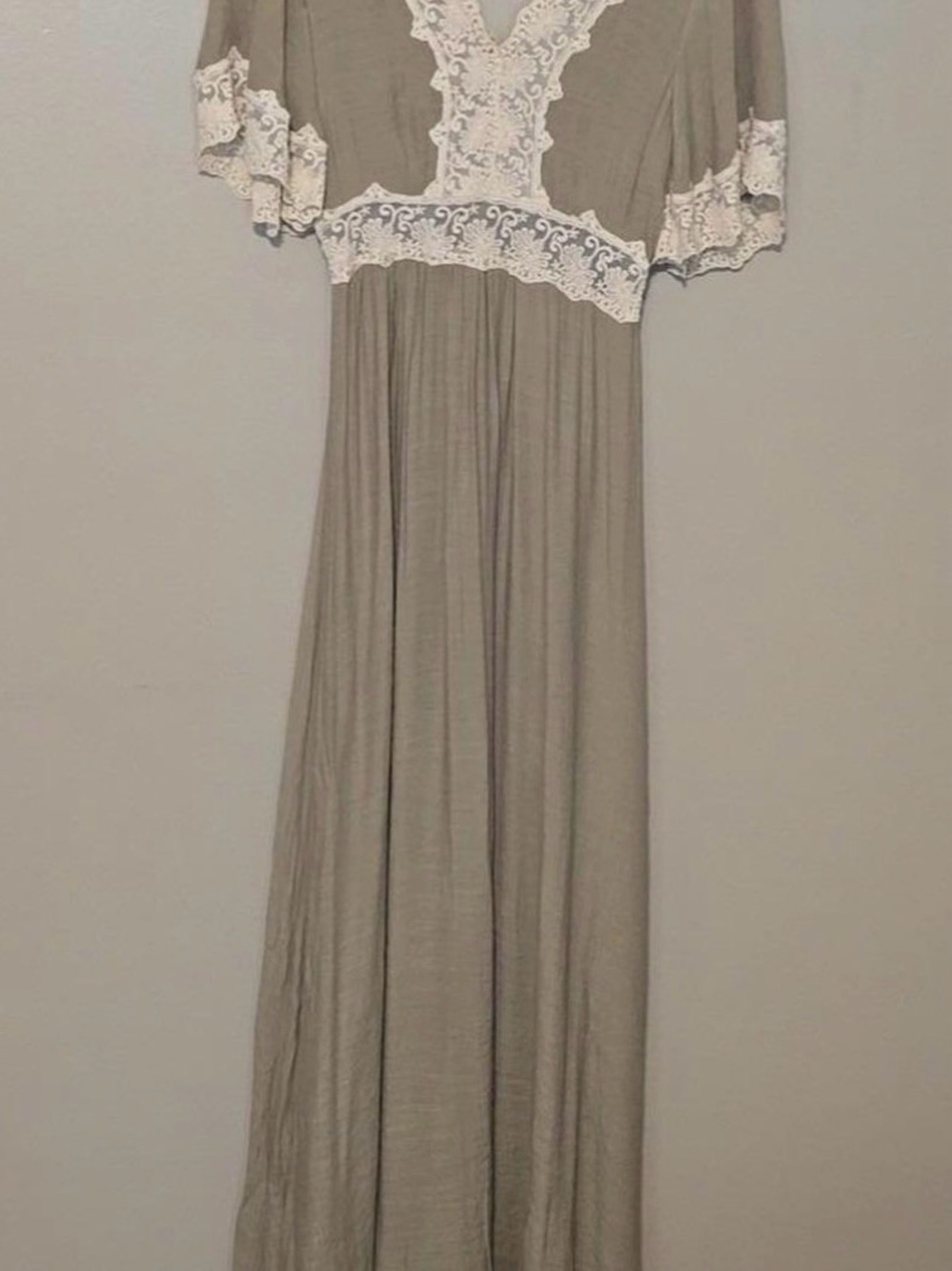 Wishlist Olive Green Maxi Dress with Cream Lace Trim - Picture 6 of 6